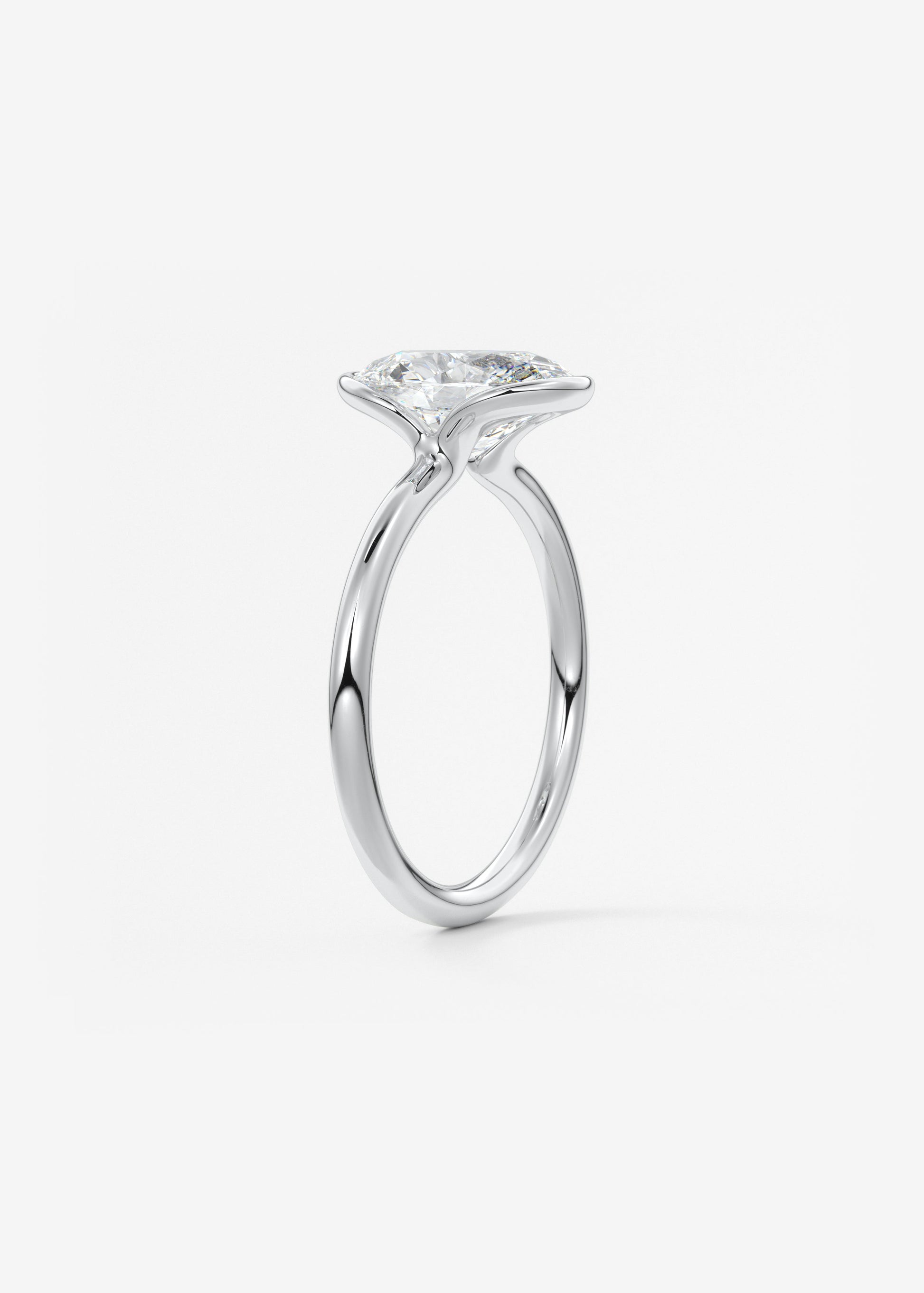 Oval Half Bezel Lab Grown Diamond Engagement Ring