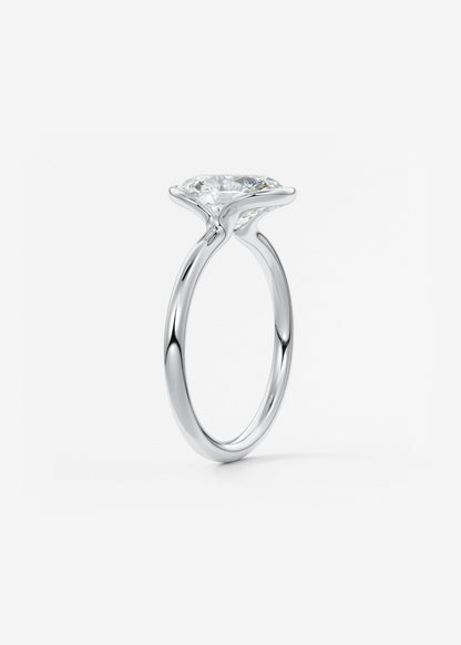 Oval Half Bezel Lab Grown Diamond Engagement Ring