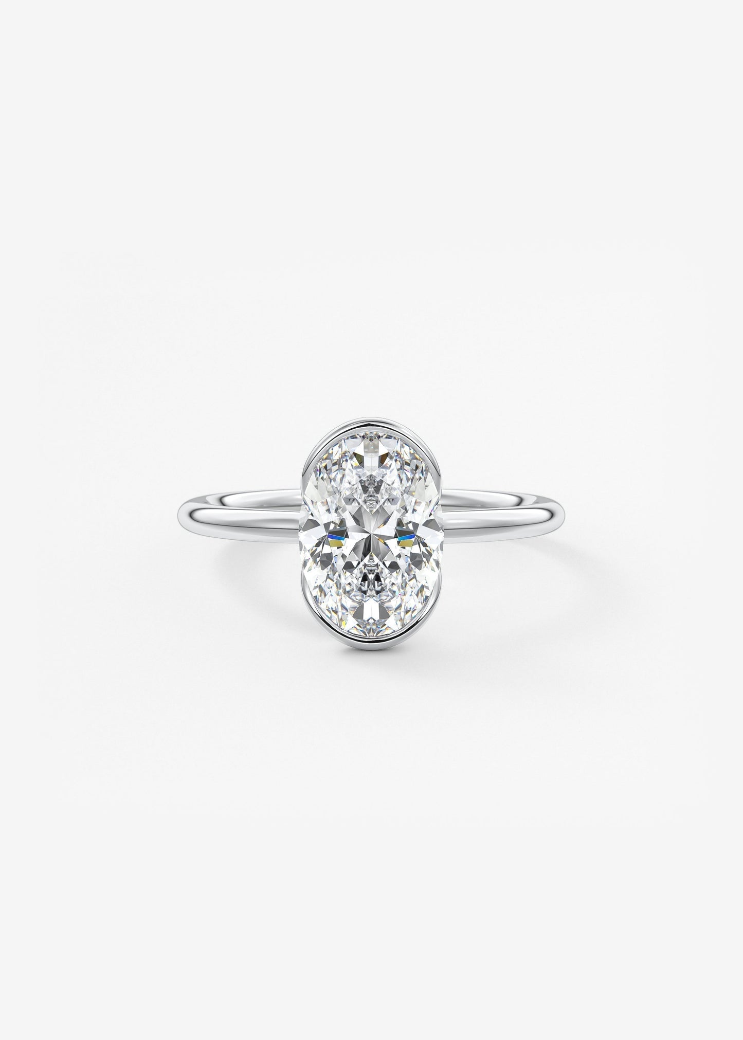 Oval Half Bezel Lab Grown Diamond Engagement Ring