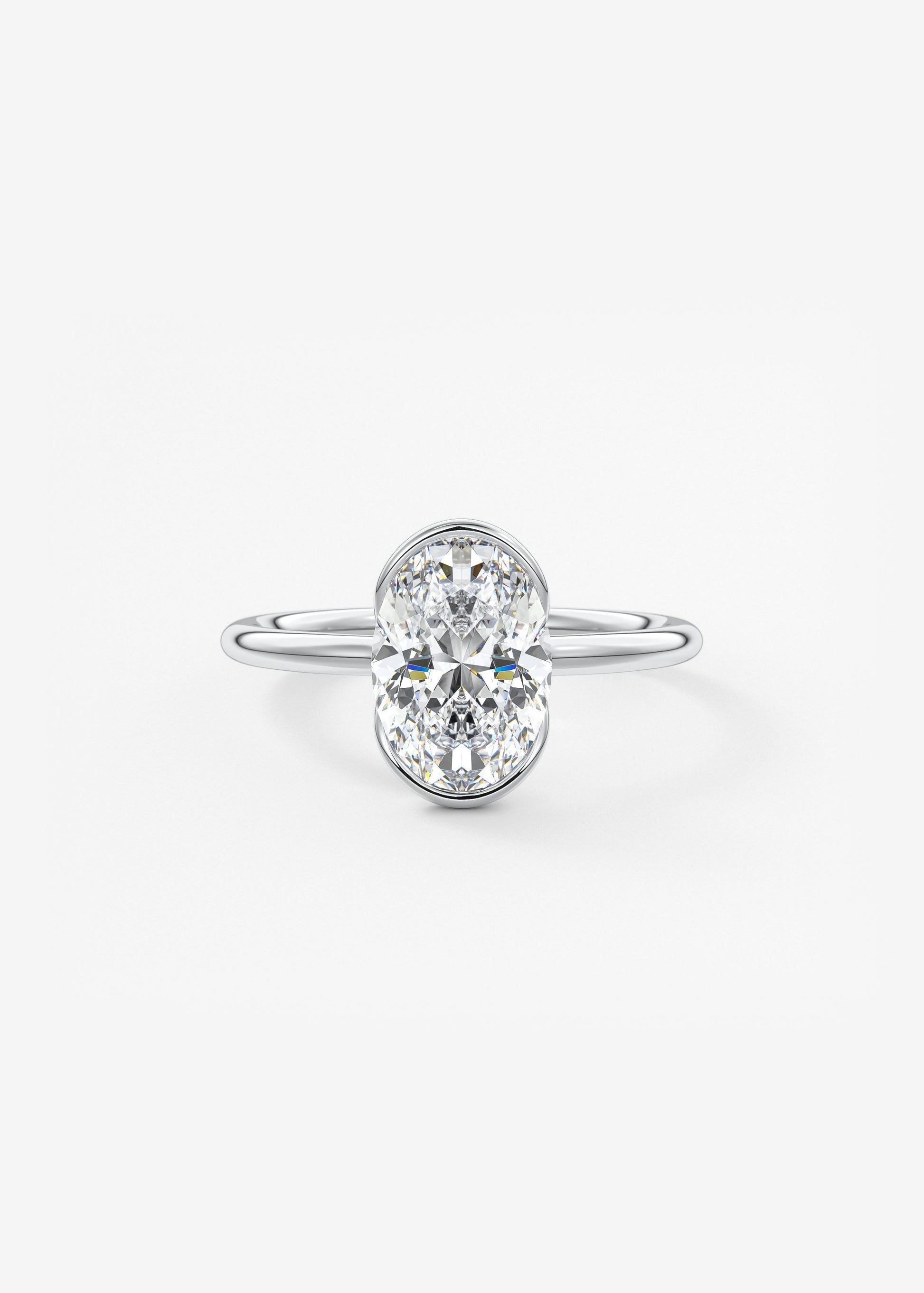 Oval Half Bezel Lab Grown Diamond Engagement Ring
