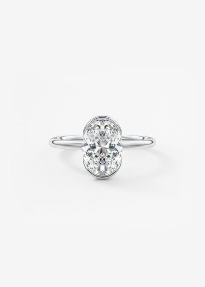 Oval Half Bezel Lab Grown Diamond Engagement Ring