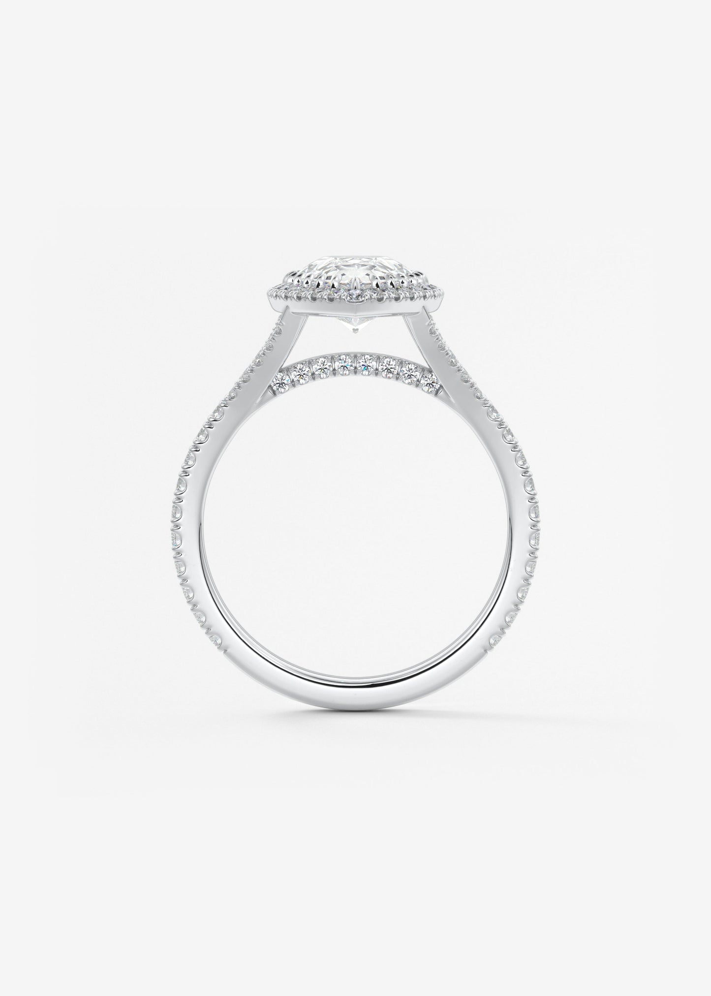 Pear Halo & Pave , Split Shank Lab Grown Diamond Engagement Ring