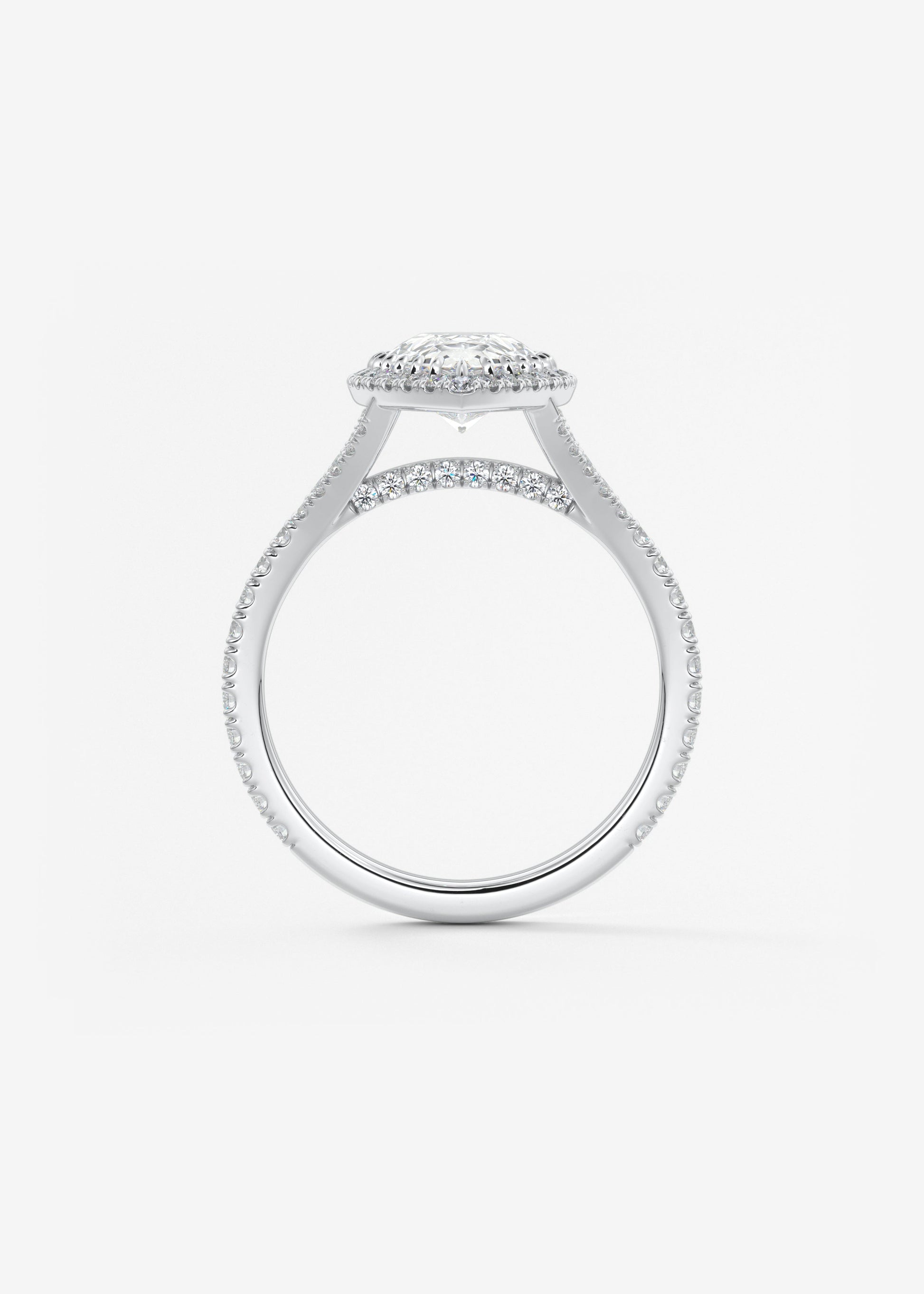 Pear Halo & Pave , Split Shank Lab Grown Diamond Engagement Ring