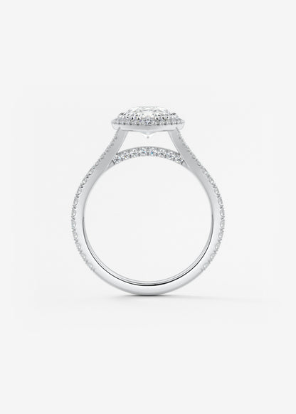Pear Halo & Pave , Split Shank Lab Grown Diamond Engagement Ring