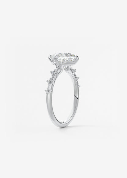 Princess East West Dainty Pave Lab Grown Diamond Engagement Ring