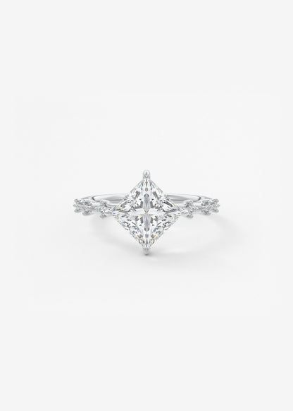 Princess East West Dainty Pave Lab Grown Diamond Engagement Ring