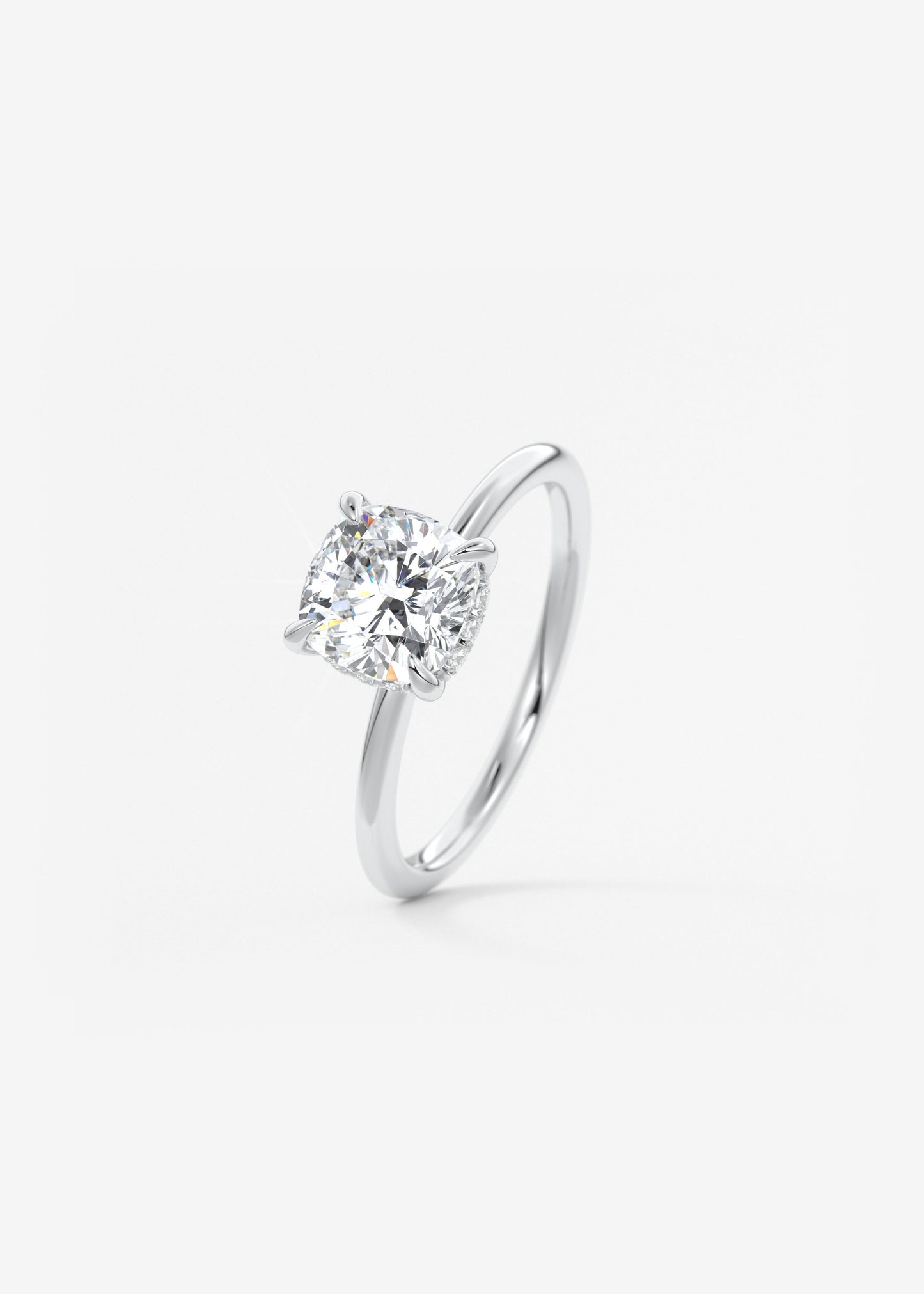 Cushion Hidden Halo Lab Grown Diamond Engagement Ring