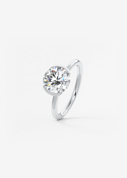 Round Half Bezel Lab Grown Diamond Engagement Ring