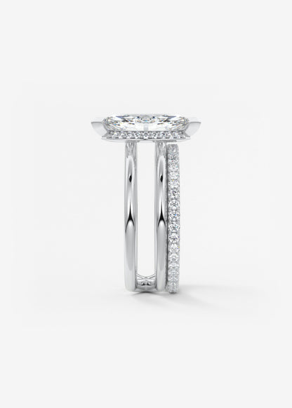 Marquise Cathedral Lab Grown Diamond Engagement Ring
