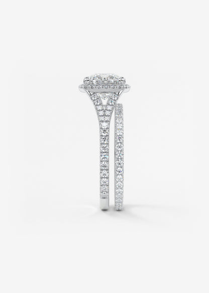 Cushion Halo & Pave , Split Shank Lab Grown Diamond Engagement Ring
