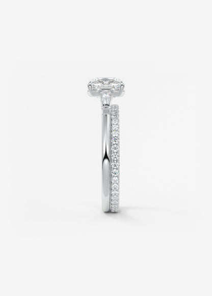Cushion Three Stone Lab Grown Diamond Engagement Ring