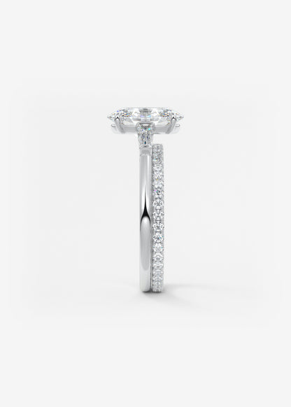 Oval Three Stone Lab Grown Diamond Engagement Ring