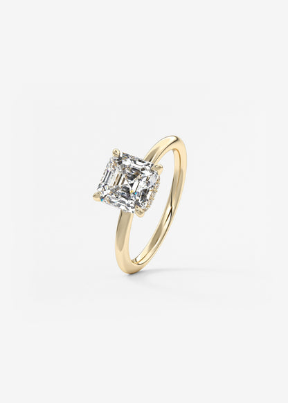 Asscher Hidden Halo Lab Grown Diamond Engagement Ring