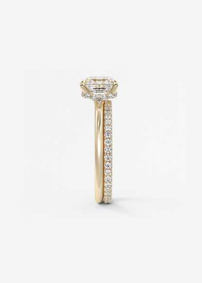 Asscher Hidden Halo Lab Grown Diamond Engagement Ring