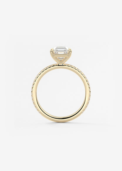 Asscher Pave Lab Grown Diamond Engagement Ring