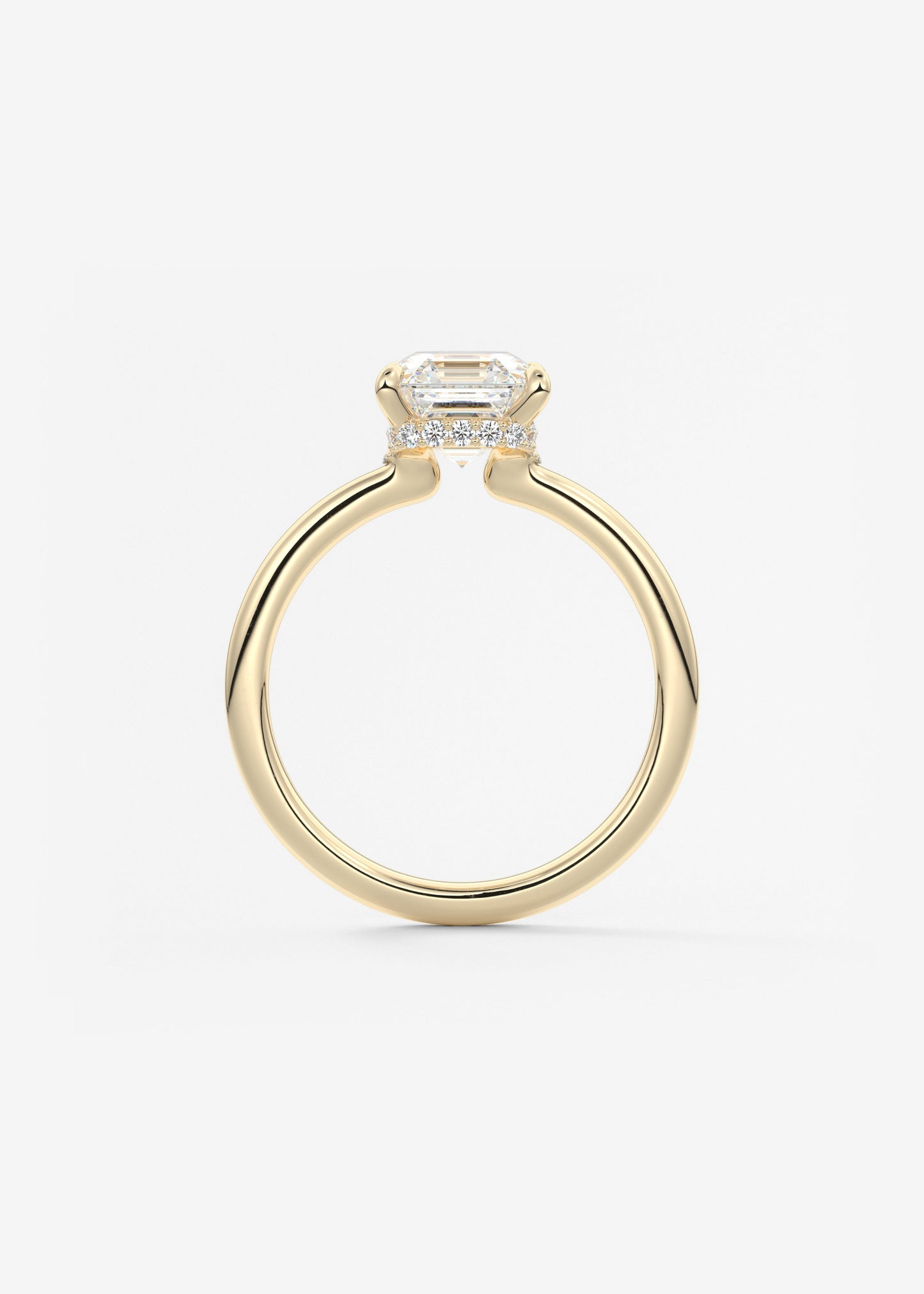 Asscher Hidden Halo Lab Grown Diamond Engagement Ring