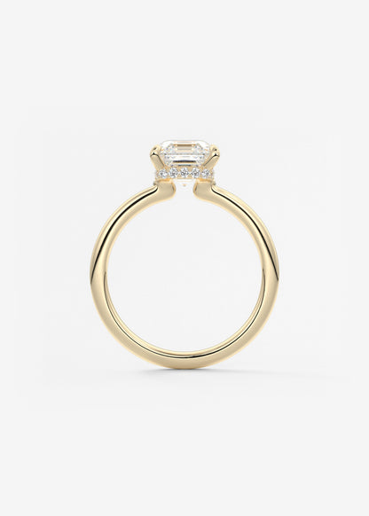 Asscher Hidden Halo Lab Grown Diamond Engagement Ring
