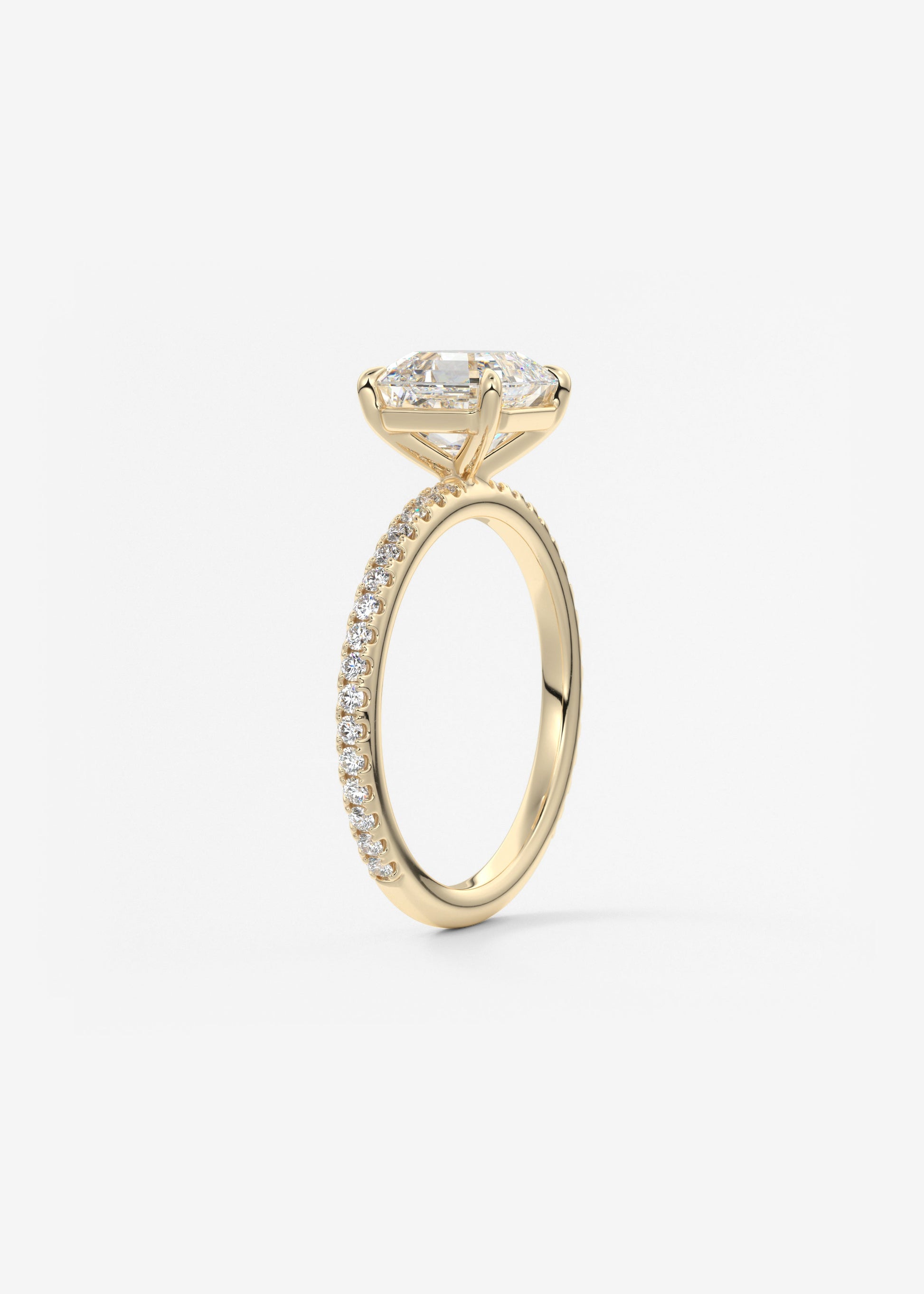 Asscher Pave Lab Grown Diamond Engagement Ring