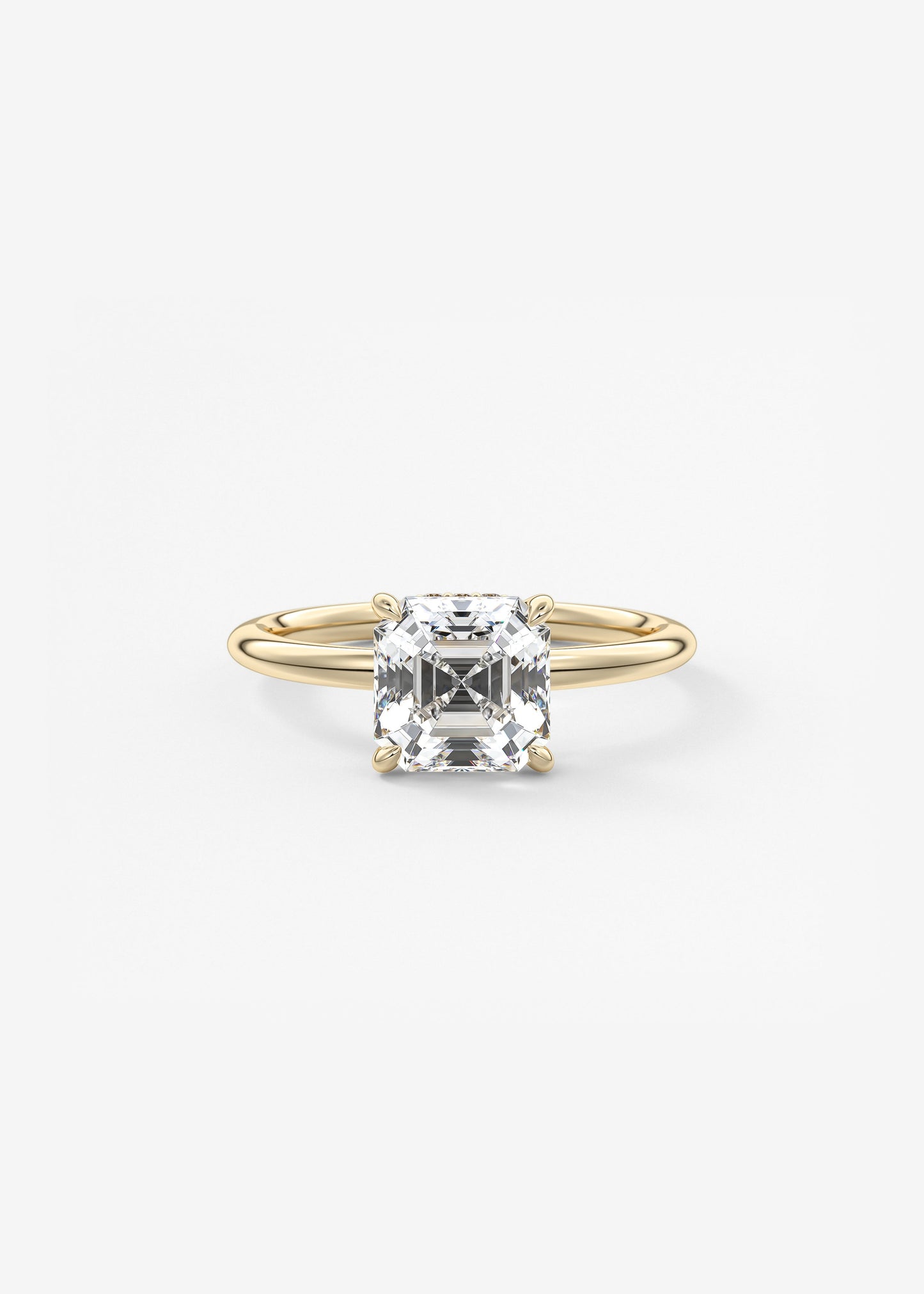 Asscher Hidden Halo Lab Grown Diamond Engagement Ring