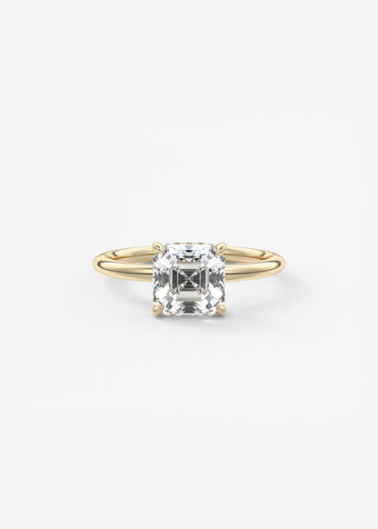 Asscher Hidden Halo Lab Grown Diamond Engagement Ring