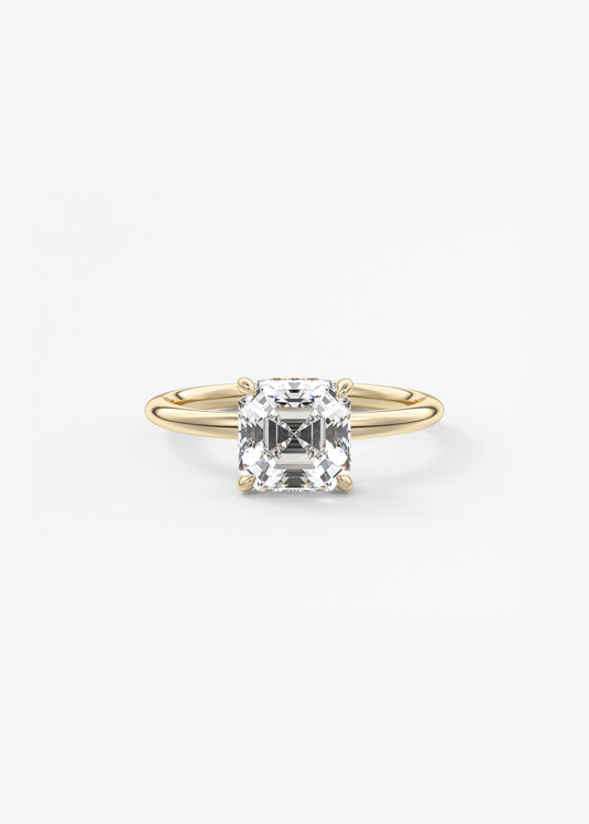 Asscher Hidden Halo Lab Grown Diamond Engagement Ring