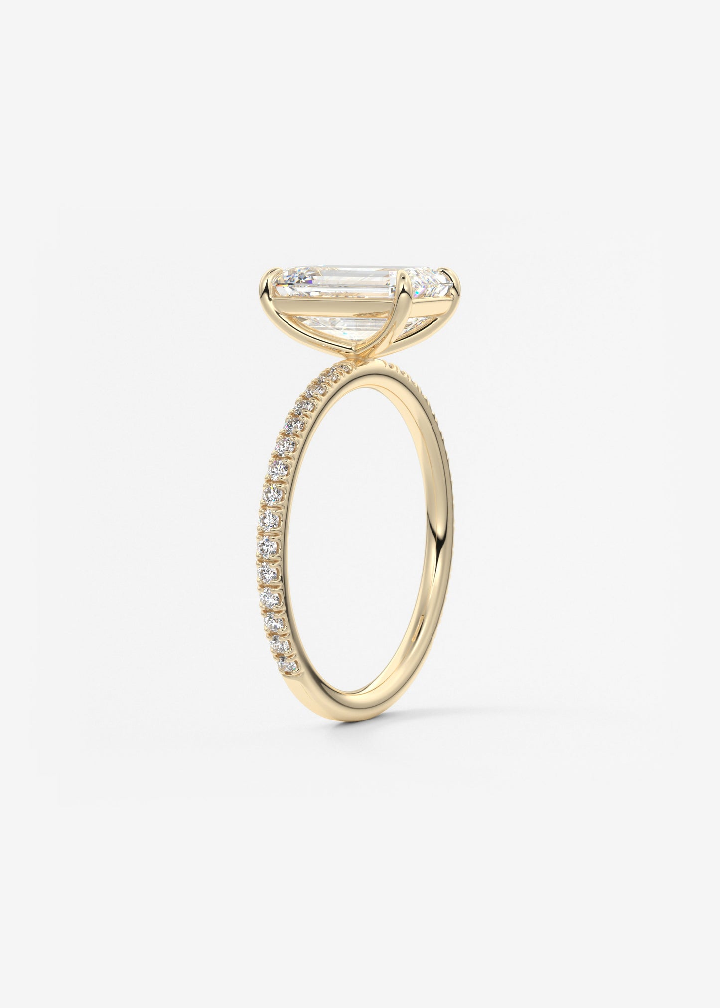 Emerald Pave Lab Grown Diamond Engagement Ring