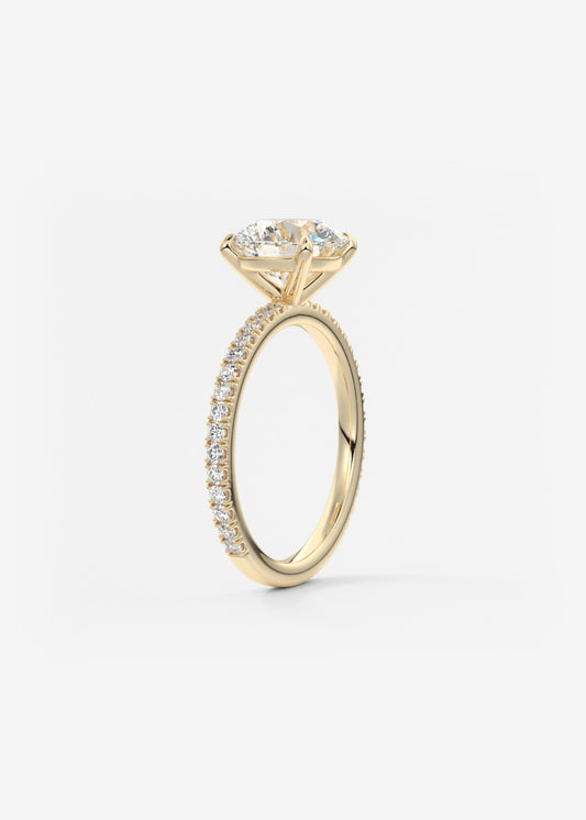 Round Pave Lab Grown Diamond Engagement Ring