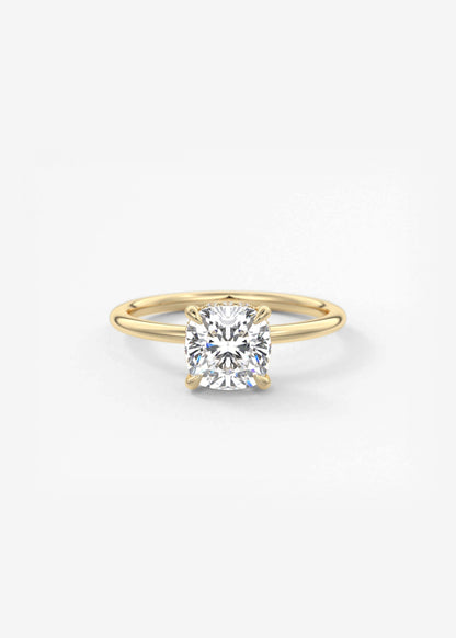 Cushion Hidden Halo Lab Grown Diamond Engagement Ring