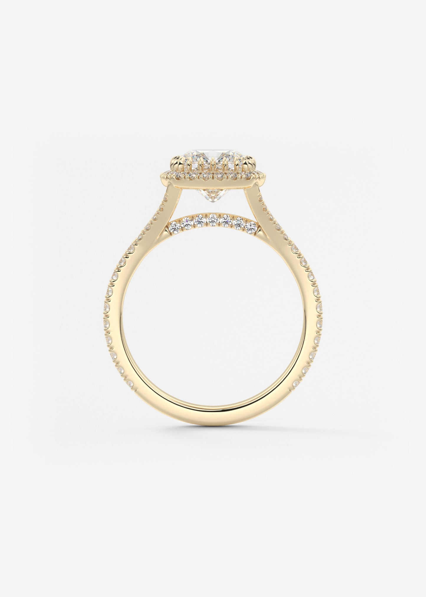 Cushion Halo & Pave , Split Shank Lab Grown Diamond Engagement Ring
