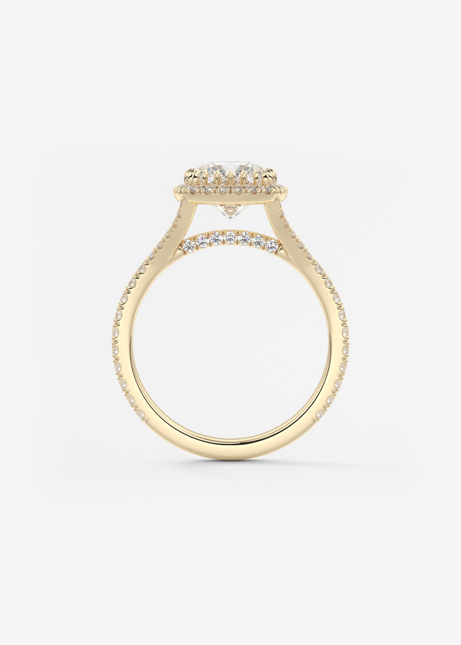 Cushion Halo & Pave , Split Shank Lab Grown Diamond Engagement Ring