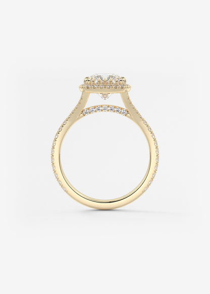 Cushion Halo & Pave , Split Shank Lab Grown Diamond Engagement Ring