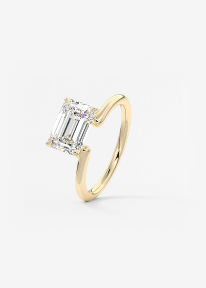 Emerald Solitaire Lab Grown Diamond Engagement Ring