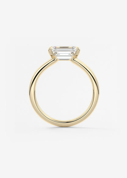 Emerald Solitaire Lab Grown Diamond Engagement Ring