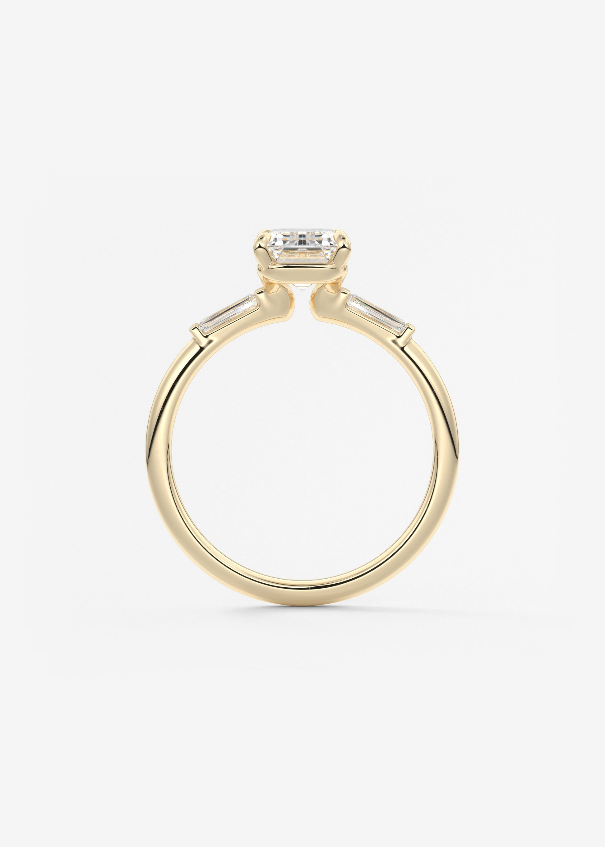 Emerald Three Stone Lab Grown Diamond Engagement Ring