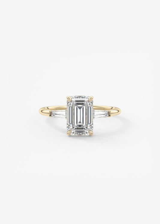 Emerald Three Stone Lab Grown Diamond Engagement Ring