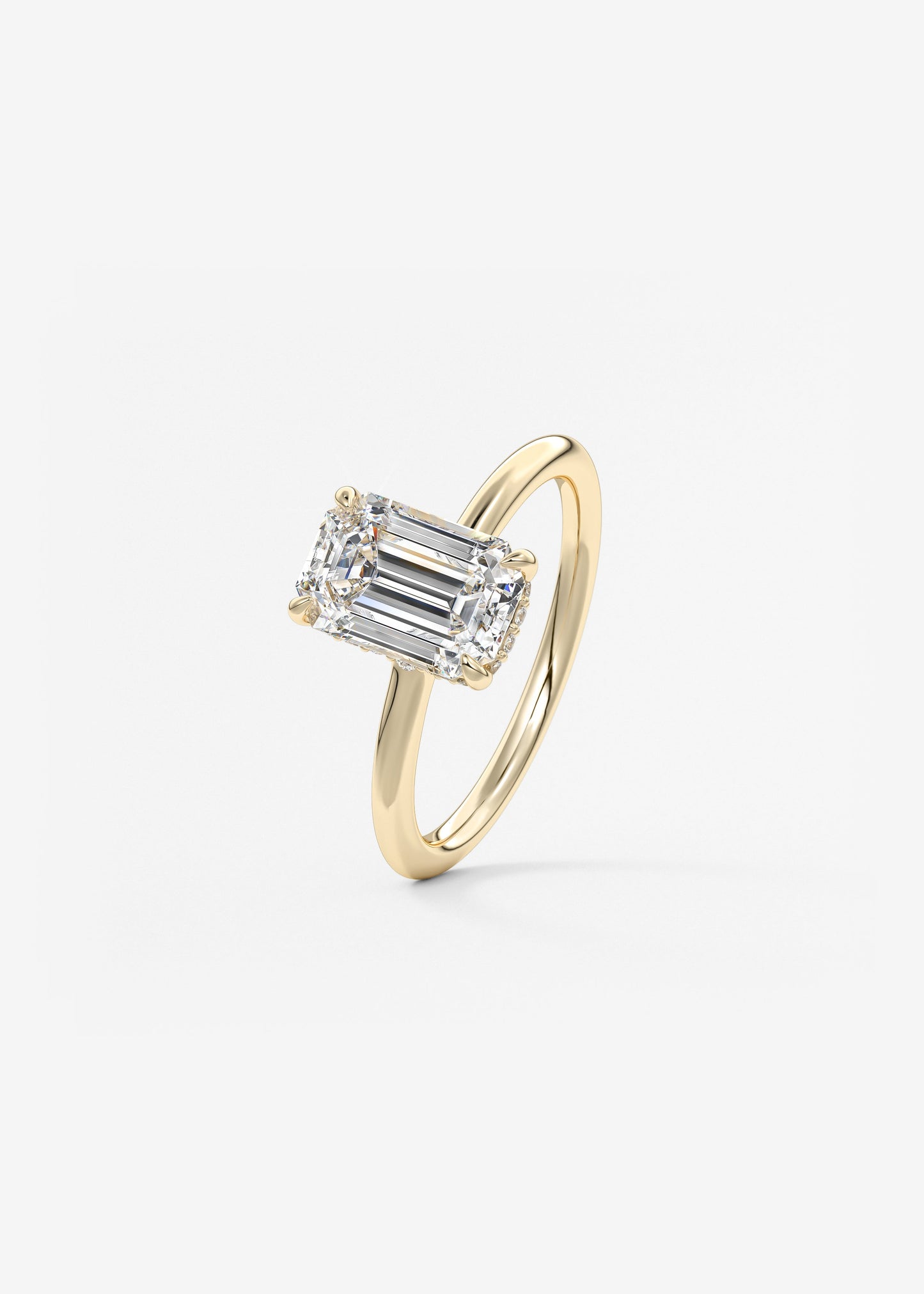 Emerald Hidden Halo Lab Grown Diamond Engagement Ring