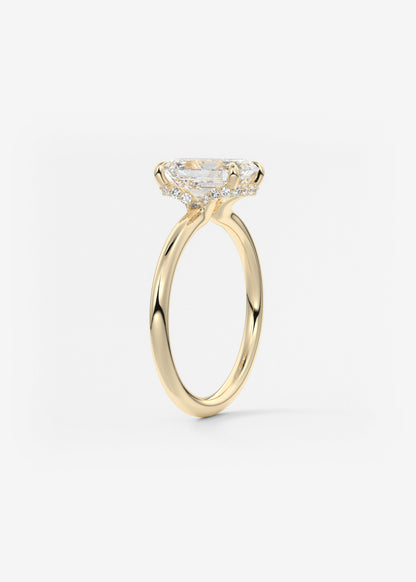 Emerald Hidden Halo Lab Grown Diamond Engagement Ring
