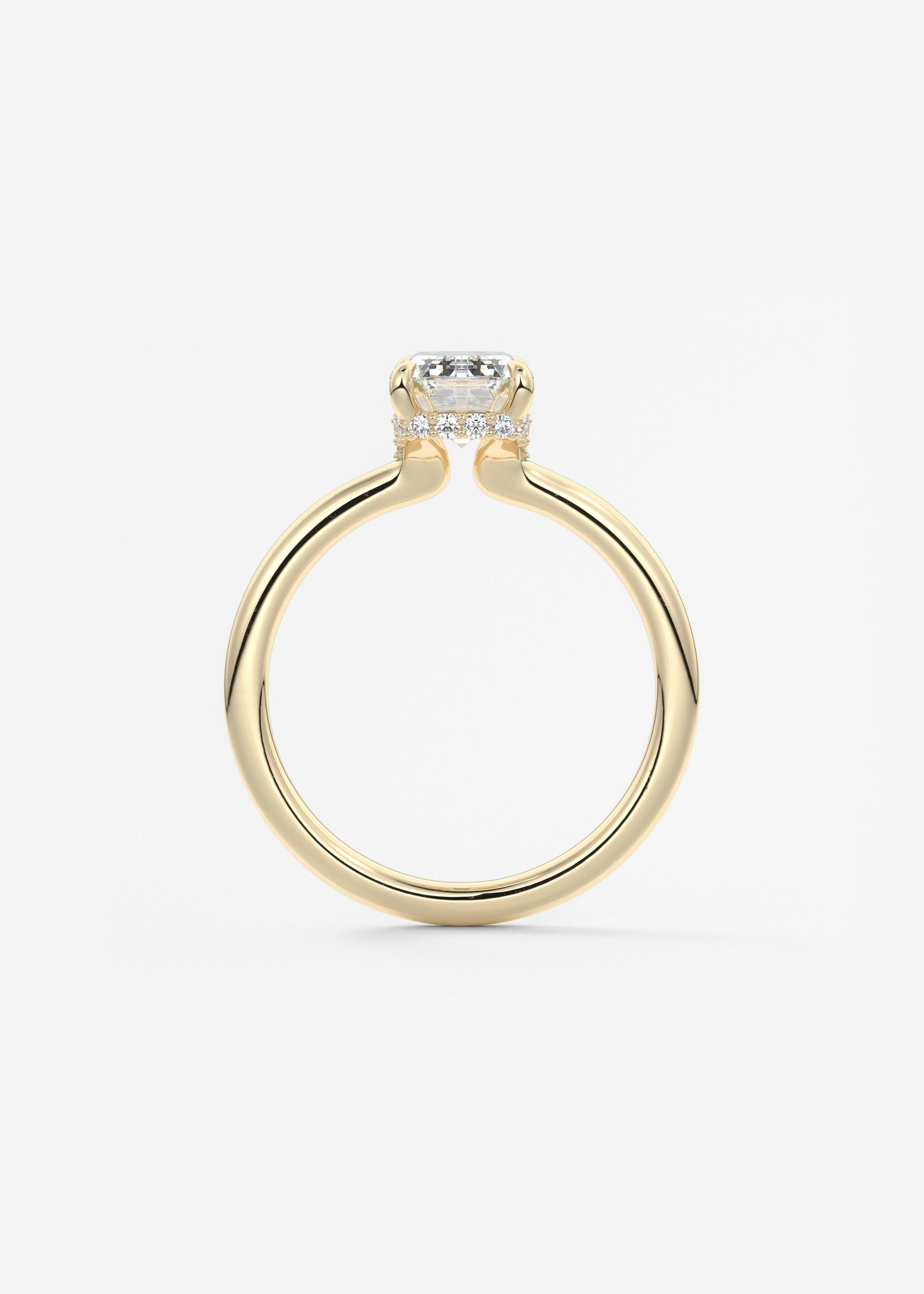 Emerald Hidden Halo Lab Grown Diamond Engagement Ring