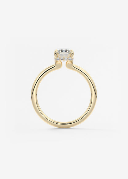 Emerald Hidden Halo Lab Grown Diamond Engagement Ring
