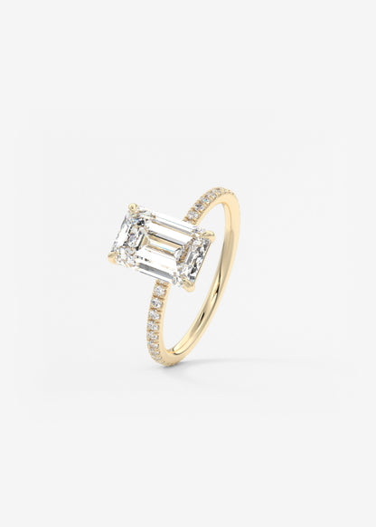 Emerald Pave Lab Grown Diamond Engagement Ring