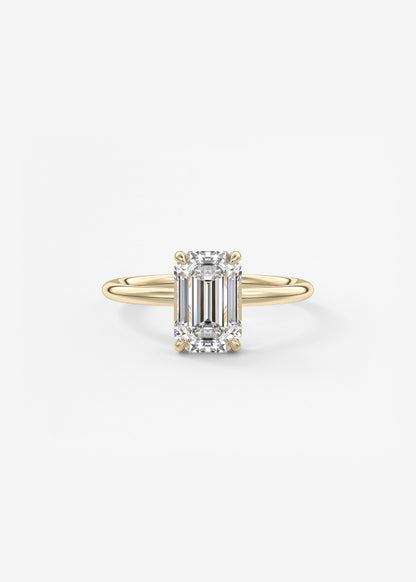 Emerald Hidden Halo Lab Grown Diamond Engagement Ring