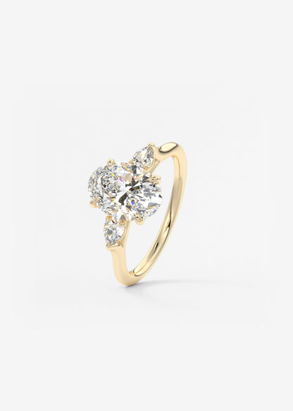 Oval Three Stone Lab Grown Diamond Engagement Ring