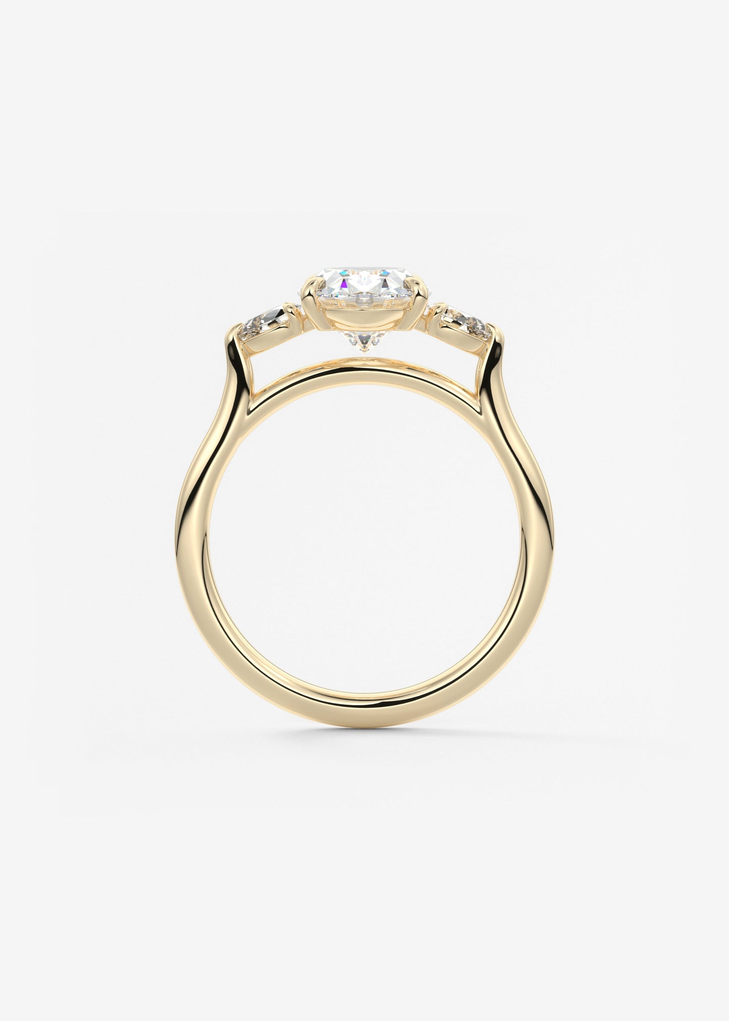 Oval Three Stone Lab Grown Diamond Engagement Ring