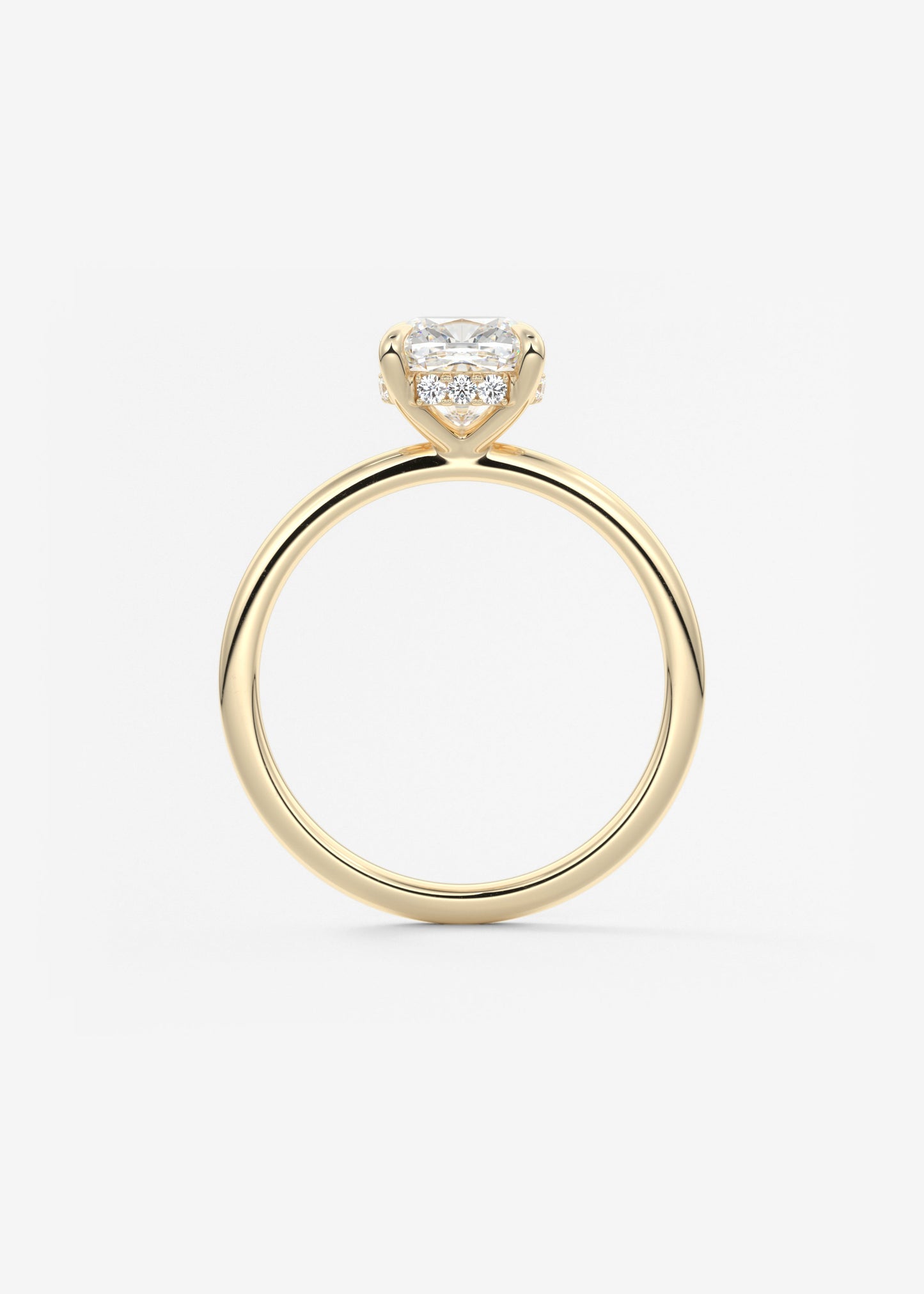 Cushion Hidden Halo Lab Grown Diamond Engagement Ring
