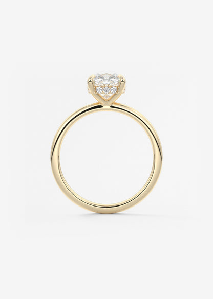 Cushion Hidden Halo Lab Grown Diamond Engagement Ring