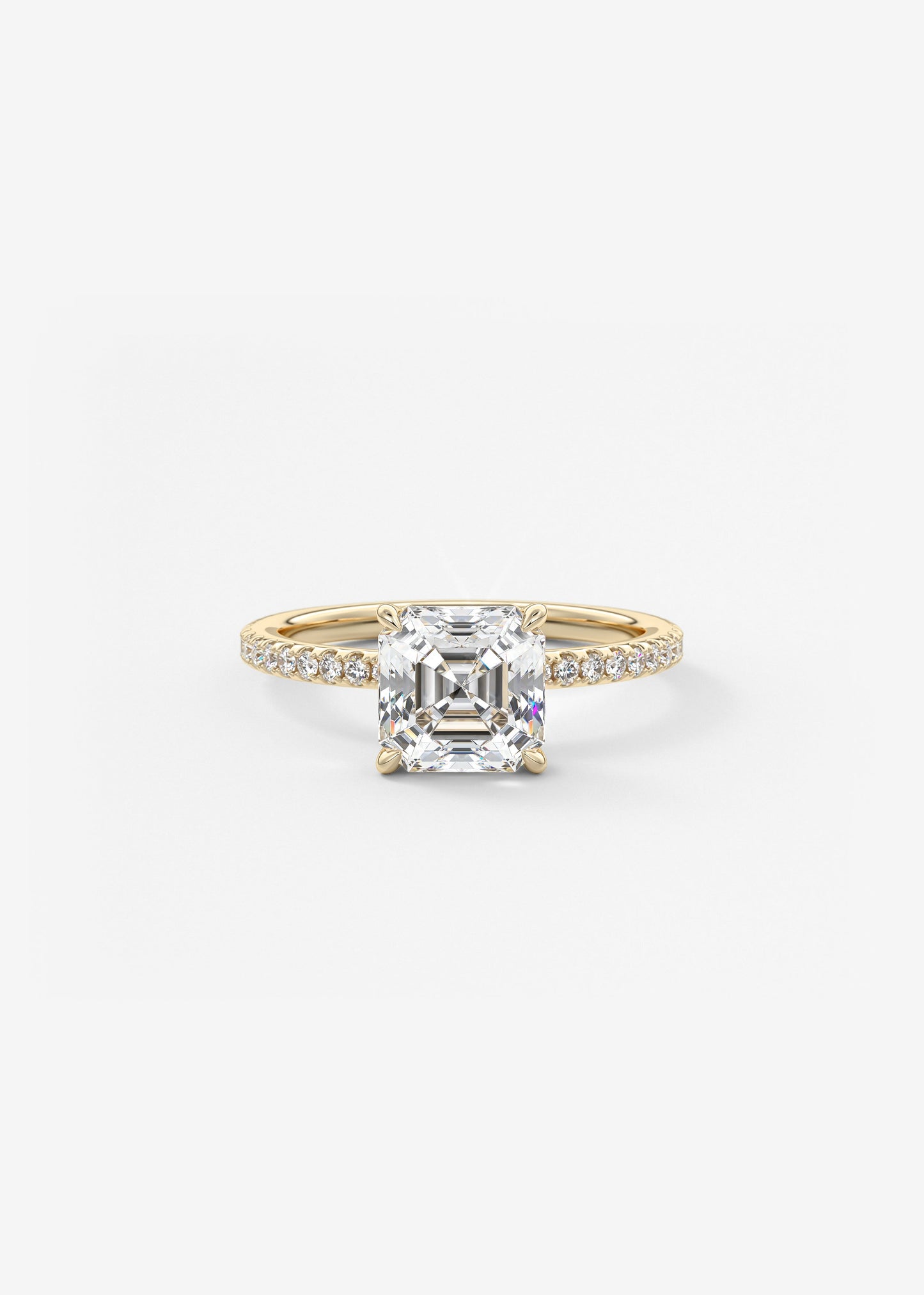 Asscher Pave Lab Grown Diamond Engagement Ring