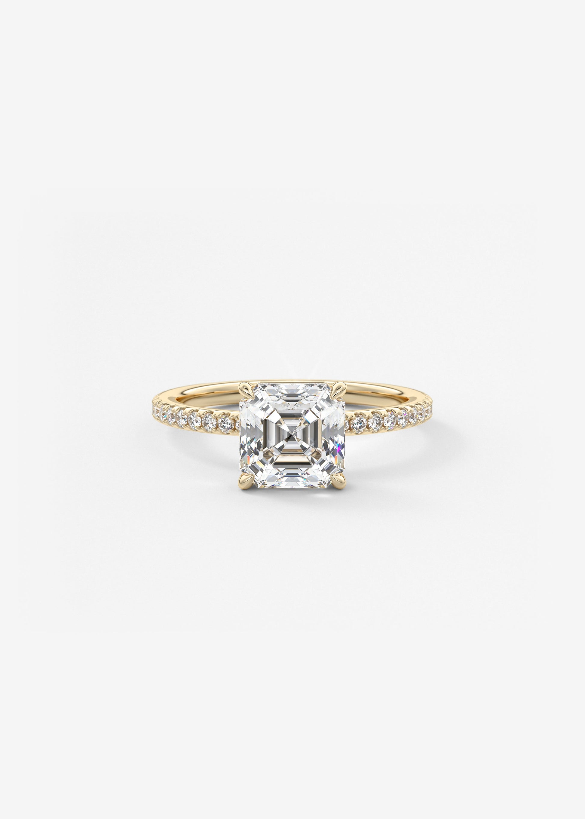 Asscher Pave Lab Grown Diamond Engagement Ring