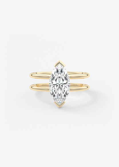 Marquise Cathedral Lab Grown Diamond Engagement Ring