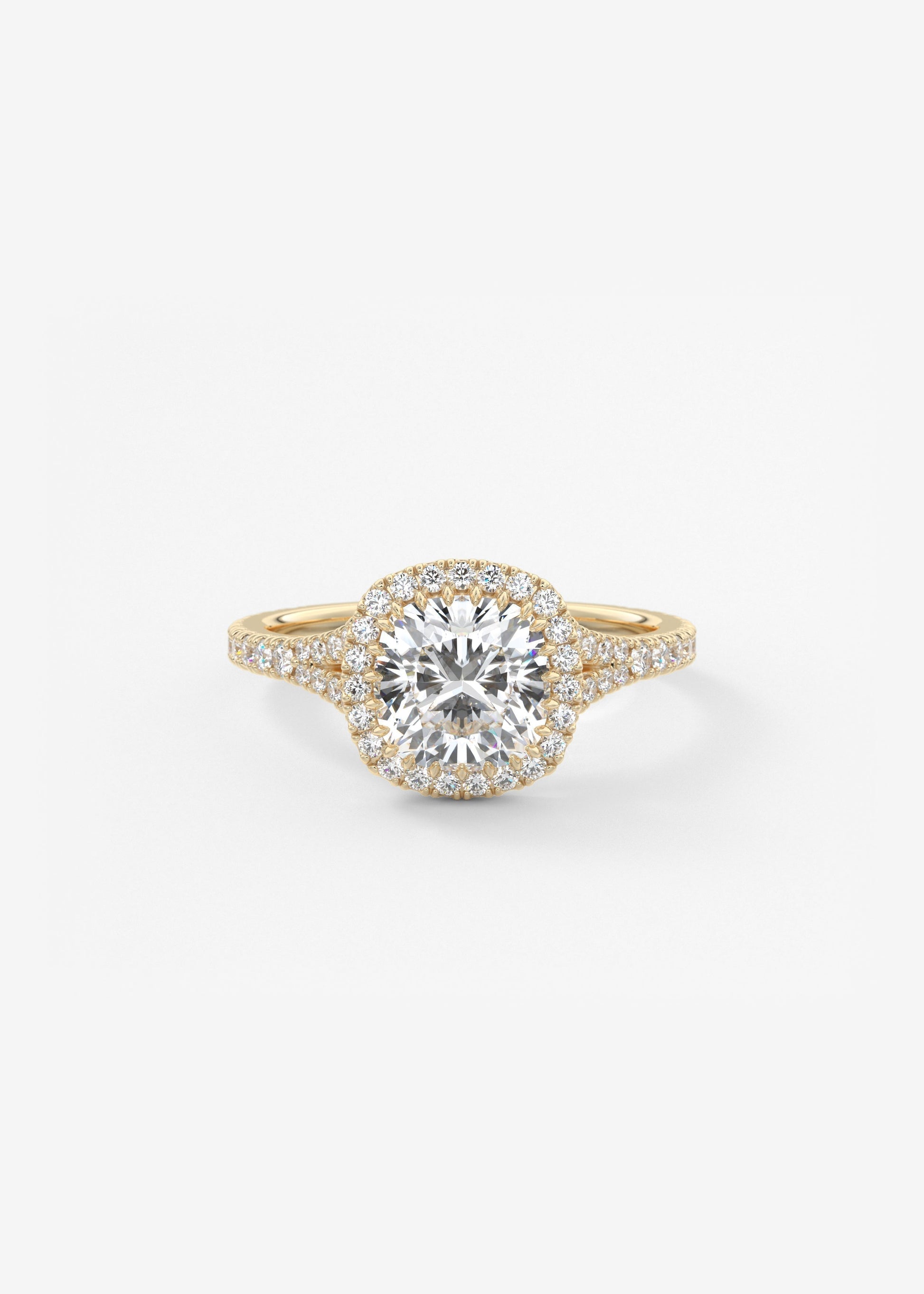 Cushion Halo & Pave , Split Shank Lab Grown Diamond Engagement Ring