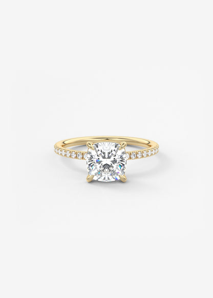 Cushion Pave Lab Grown Diamond Engagement Ring